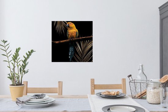 Muurstickers - Sticker Folie - Vogel - Papegaai - Tak - Varen - 50x50 cm - Plakfolie - Muurstickers Kinderkamer - Zelfklevend Behang - Zelfklevend behangpapier - Stickerfolie