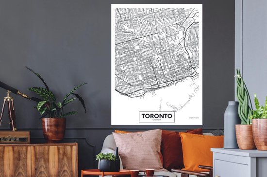 Stickers muraux - Carte - Toronto - Canada - Minimalisme - 90x120 cm - Feuille adhésive