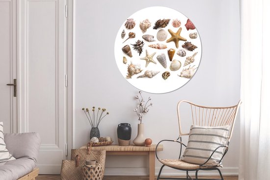 Cercle mural - Aluminium - Coquillages - Plage - Couleur - Collage - ⌀ 120 cm XXL