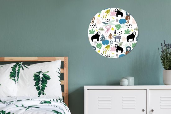 WallCircle - Cercle Mural - Cercle Mural - Jungle - Plantes - Singe - Aluminium - Dibond - 60x60 cm - Intérieur et Extérieur
