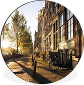 WallCircle - Wandcirkel - Muurcirkel - Amsterdam - Fiets - Straat - Aluminium - Dibond - ⌀ 30 cm - Binnen en Buiten