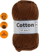 Lammy yarns Cotton eight 8/4 dun katoen garen - bruin (112) - pendikte 2,5 a 3mm - 1 bol van 50 gram