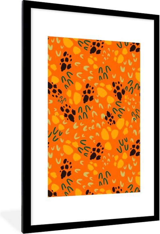 Fotolijst incl. Poster - Oranje - Sporen - Patroon - 60x90 cm - Posterlijst