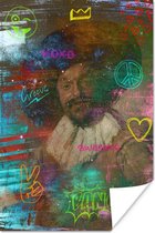 Poster De vrolijke drinker - Frans Hals - Neon - 40x60 cm