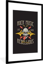 Fotolijst incl. Poster - Schedel - Gitaar - Vintage - 60x90 cm - Posterlijst