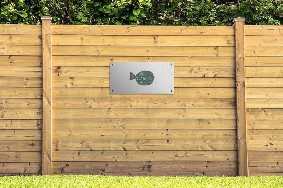 Poster de jardin Poisson - Pastel - Vert - 80x40 cm - Décoration murale Outdoor - Poster de jardin - Toile jardin - Poster clôture - Tableau jardin