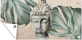 Tuinposter Boeddha - Hoofd - Zand - 80x40 cm - Wanddecoratie Buiten - Tuinposter - Tuindoek - Schuttingposter - Tuinschilderij