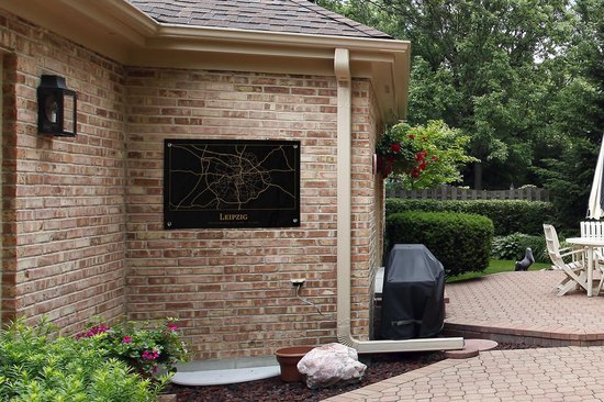 Posters de jardin extérieur Carte - Leipzig - Or - Zwart - Simple - 90x60 cm - Toile de jardin