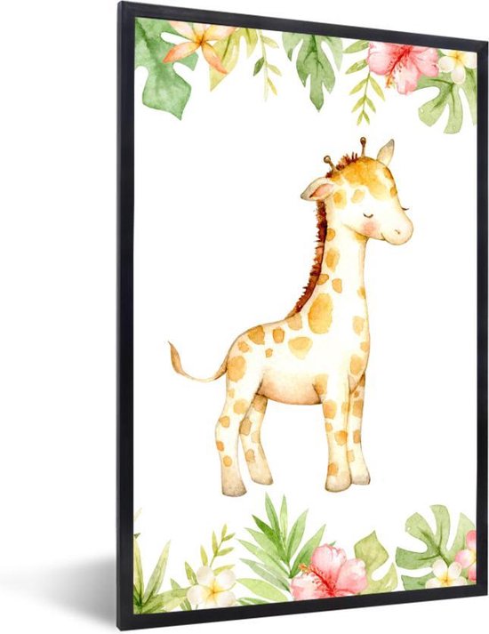 Fotolijst incl. Poster - Giraffe - Jungle - Aquarelverf - 20x30 cm - Posterlijst