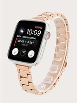 Luxe Dunne Metalen Apple Watch Bandje - Rosé Goud - 42/44 mm - Apple Watch Series 1/2/3/4/5/6/SE Horloge Bandje - iWatch Schakel Polsband Strap RVS - Stainless Steel Watch Band