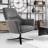 WOMO-DESIGN lounge stoel met armleuning grafiet, 76x76x74 cm, in micro leder met suede look