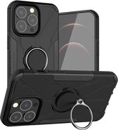 Armor Bear schokbestendige pc + TPU-beschermhoes met ringhouder voor iPhone 13 Pro Max (zwart)