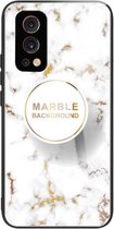 Marmer Gehard Glas Achterkant TPU Border Case voor OnePlus Nord 2 5G (HCBL-17)