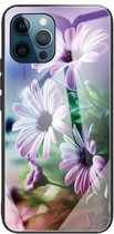 Gehard glas + TPU-randbeschermhoes voor iPhone 13 Pro Max (bloemen)