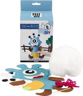 knutselset DIY-monster junior vilt blauw 4-delig