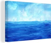 Canvas Schilderij Zee - Waterverf - Lucht - 180x120 cm - Wanddecoratie XXL