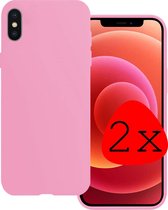 Hoes voor iPhone Xs Hoesje Roze Siliconen - Hoes voor iPhone Xs Case Back Cover Roze Siliconen - Hoes voor iPhone Xs Hoesje Siliconen Hoes Roze - 2 Stuks