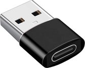 Universele USB-A naar USB-C Adapter - On The Go Converter - Opladen Tot 2.4 Ampère - Data Overdragen tot 480 Mbps - Zwart