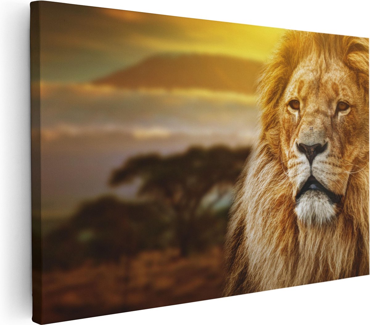 Artaza Canvas Schilderij Leeuw - Leeuwenkop - 30x20 - Klein - Foto Op Canvas - Canvas Print
