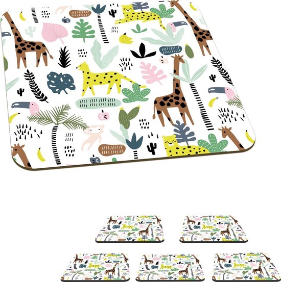 Jungle Giraffes Kids Art Print in Gender Neutral Beige & Sage Tones