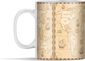 Mok - Wereldkaart - Vintage - Boot - Windroos - 350 ml - Beker