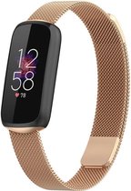 Milanees Smartwatch bandje - Geschikt voor Fitbit Luxe Milanese band - rosé goud - Strap-it Horlogeband / Polsband / Armband