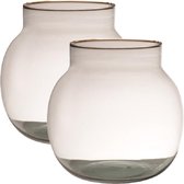 2x stuks transparante ronde vissenkom vaas/vazen van glas 23 x 23 cm - Bloemen/boeketten vaas voor binnen gebruik