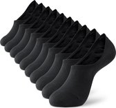 Zwarte Onzichtbare Lage Sokken met Siliconen Grip - Heren, Dames, Unisex - 10 Paar - Zwart - Elastisch en Ademend - Monfoot