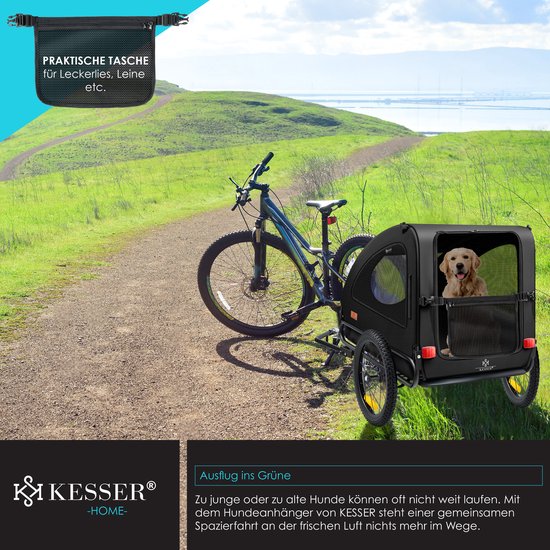 KESSER® Hondenfietskar tot 45 kg 2in1 Fietskar Hond - Zwart van Merkloos — afbeelding 2