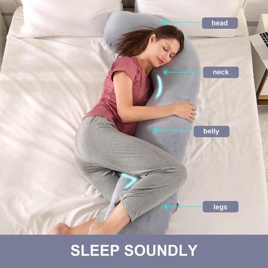 Borstvoedingskussen,zijslaapkussen, Katoen -pregnancy pillow, support pillow 65*125cm - J Shape van Littlefine — afbeelding 5