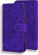 Hoesje geschikt voor Samsung Galaxy A25 - Bookcase - Pasjeshouder - Portemonnee - Mandalapatroon - Kunstleer - Paars
