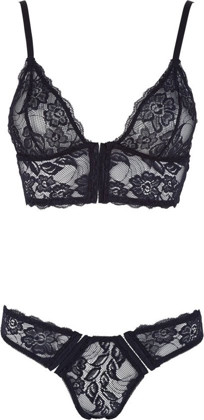 Collection Cottelli - Ensemble de lingerie érotique avec fermeture à crochet facile Élégant et ludique - Taille XL - Noir