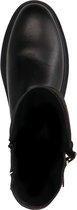 Manfield - Dames - Zwarte leren biker boots met zilverkleurige gesp - Maat 41