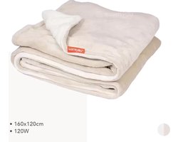 Omslag van Elektrische warmtedeken fleece - 160×120 cm - 3 warmtestanden - Warmyou Cuddels - Beige/crème