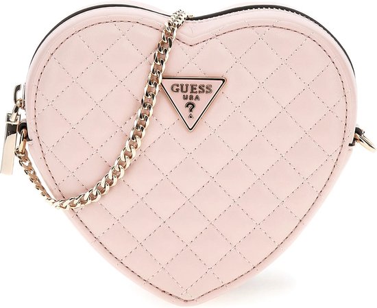 Guess Rianee Quilted Heart Bag Dames Handtas - Pale Pink - One Size