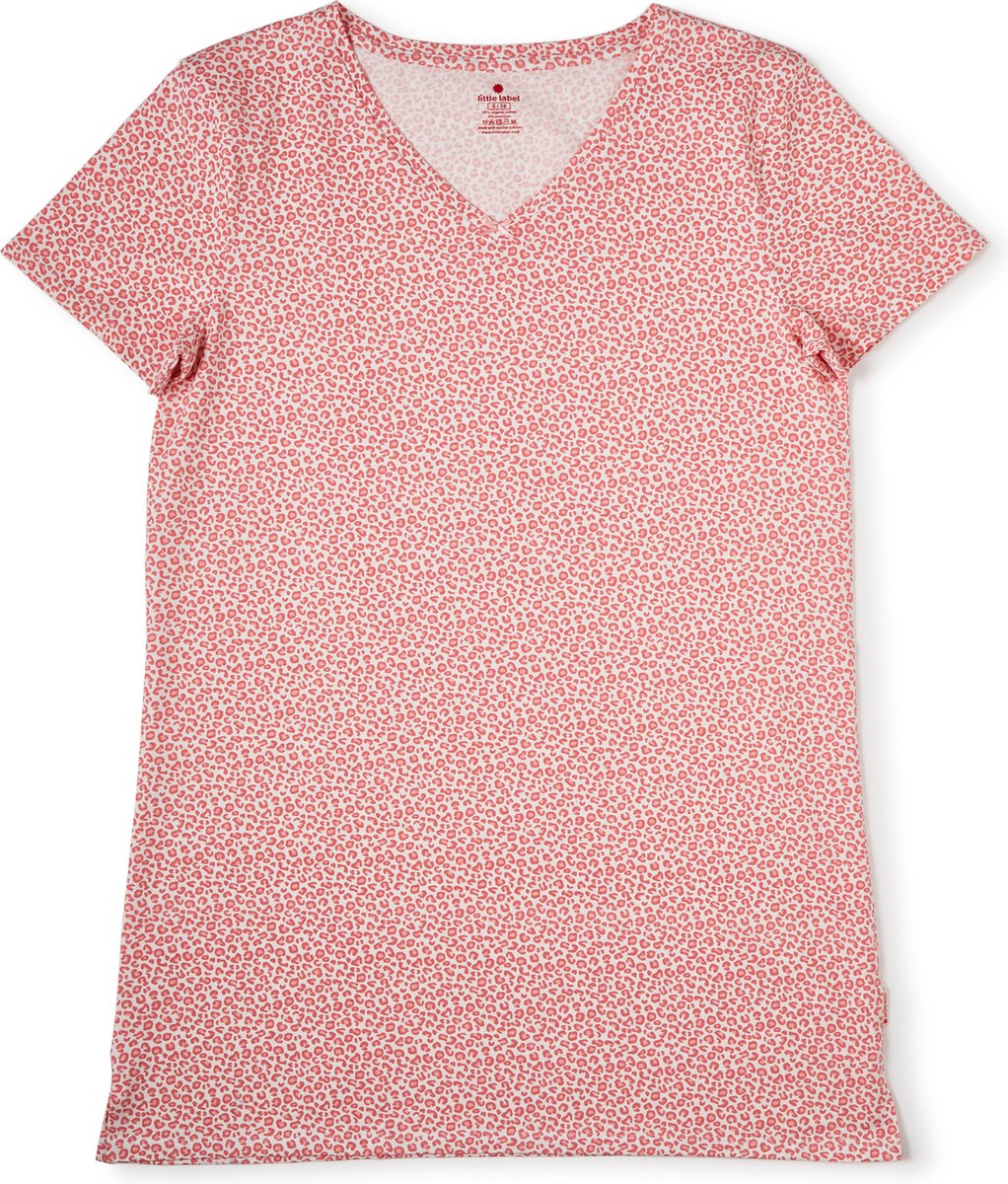 Little Label zomer nachthemd - roze luipaard - bio katoen roze, off white