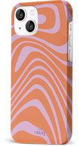 xoxo Wildhearts Boogie Wonderland Orange - Single Layer - Hard case geschikt voor iPhone 15 hoesje - Golven print hoesje oranje - Beschermhoes shockproof case geschikt voor iPhone 15 hoesje - Hoesje met golven print oranje