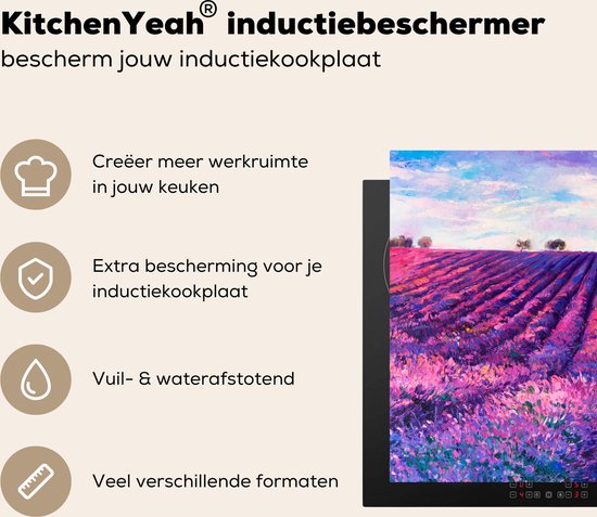 KitchenYeah® Inductie beschermer 81.2x52 cm - Olieverf - Schilderij - Bloemen - Kookplaataccessoires - Afdekplaat voor kookplaat - Inductiebeschermer - Inductiemat - Inductieplaat mat