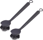 Benson Afwasborstel - 2x - kunststof - zwart - met ophang lus - afwasborstels / afwas borstel