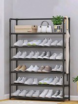 schoenenrek - Schoenenkast Met 6 Planken - Waterbestendig - Zwart - shoe rack