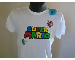 Super Mario - T-shirt - Wit Luigi en Mario - Xl.