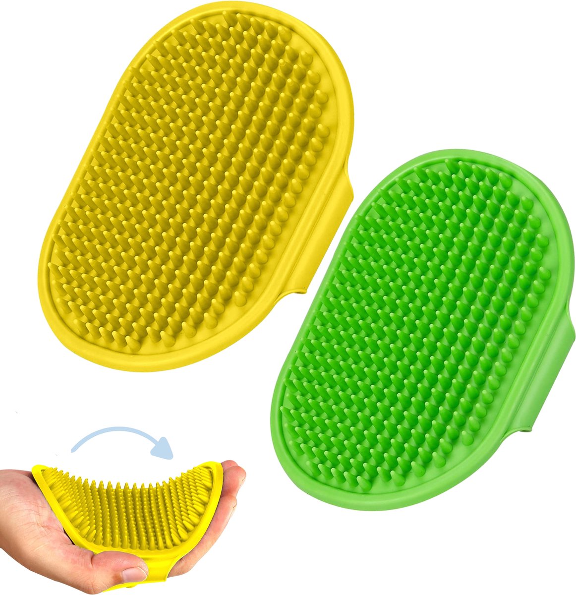 JAXY Honden Borstel - Katten Borstel - Haarverwijderaar voor Huisdieren - Kattenkam - Huisdierhaar Verwijderaar - Slicker Borstel - Paarden Borstels - Kattenborstel Kortharig - Kattenhaar - Hondenborstel - Groen + Geel