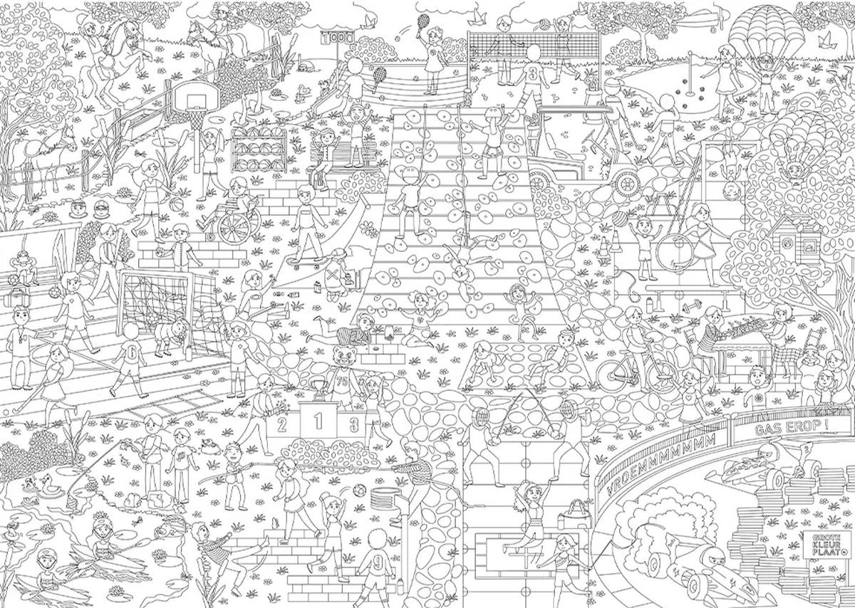 Mega Grote Kleurplaat 120x85cm - Thema Sport & Spel