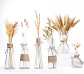 Petits vases pour décoration de table, lot de 6, vase à fleurs, vintage, différentes formes, petits vases de table avec fond antidérapant et corde marron, vases rustiques, petite décoration de table et