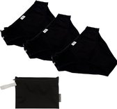 Cheeky Pants Feeling Easy - Set van 3 Zwart Menstruatieondergoed Maat 44-46 - Ultiem Comfort - Optimaal Absorberend - Handige Wetbag