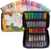 Shulaner potloodhouder 500, voor 500 gekleurde potloden of 340 gekleurde gelpennen met 5 ritssluitingen, grote PU lederen pennenorganizer met grote capaciteit - (Grote sleuven, Zwart
