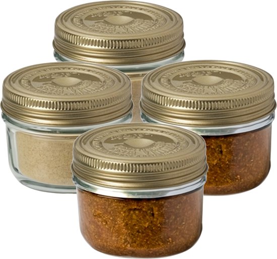 Zanfqvo 4 Stuks Inmaakpotten 1000 Ml - Luchtdichte Glazen Weckpotten Met Schroefdeksel, Voor Jam En Bewaren