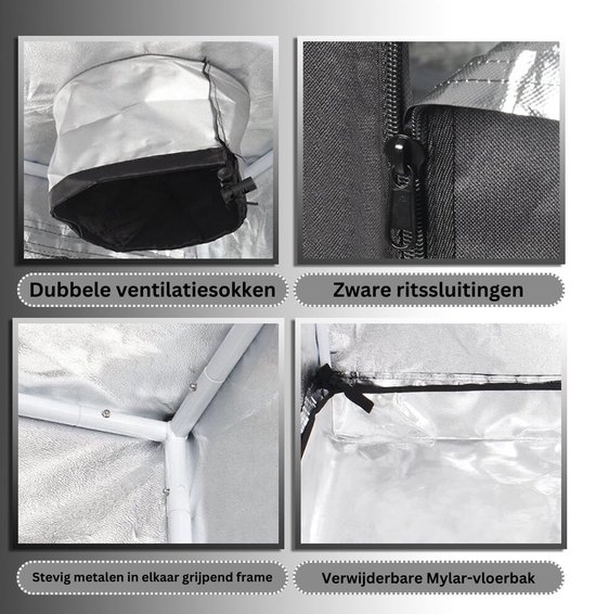 Froadp Growtent 80 x 80 x 160 cm, kweektent met 600D Oxford-stof