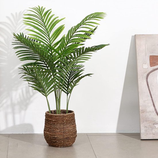 Fopamtri Artificial Areca Palm Plant 140cm Fake Palm Tree with 15 Trunks Potted Artificial Tree for Indoor Outdoor Modern Decoration Home Office Perfect Housewarming Gift (2 PCS