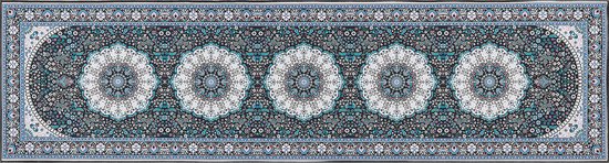 GEDIZ - Loper tapijt - Blauw - 80 x 300 cm - Polyester